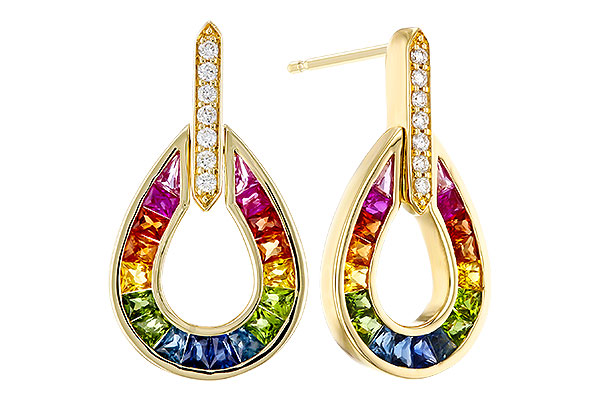 F320-85126: EARRINGS 1.18 MULTI-COLOR SAPP 1.25 TGW