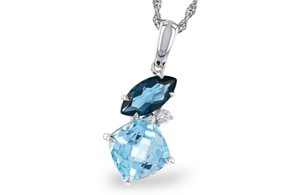 L320-86008: NECKLACE 2.37 TW BLUE TOPAZ 2.40 TGW